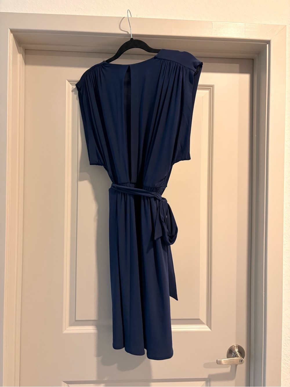 White House Black Market Navy Tie-Waist Midi Dress